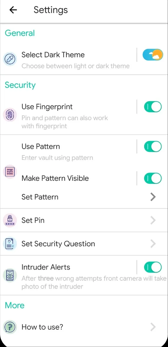 Security settings