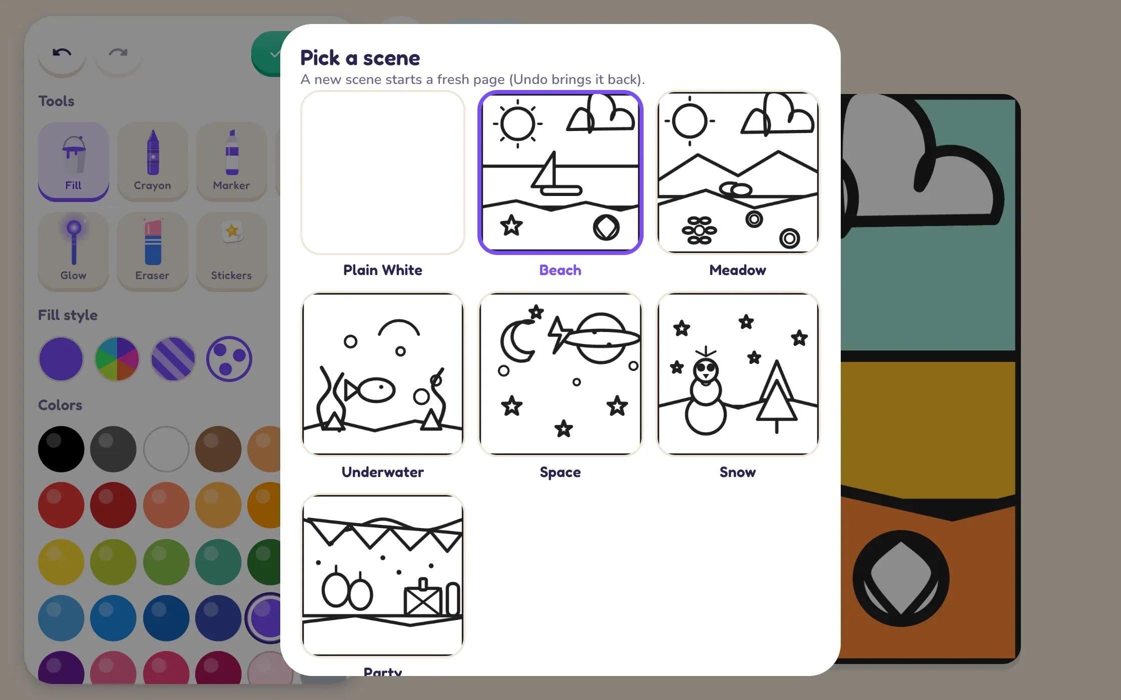 Just Draw scenes on a tablet