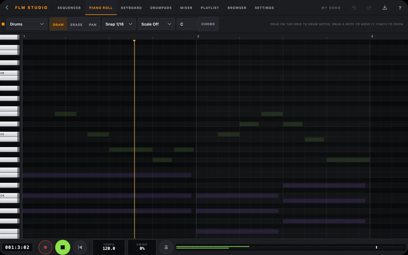 Piano roll editor