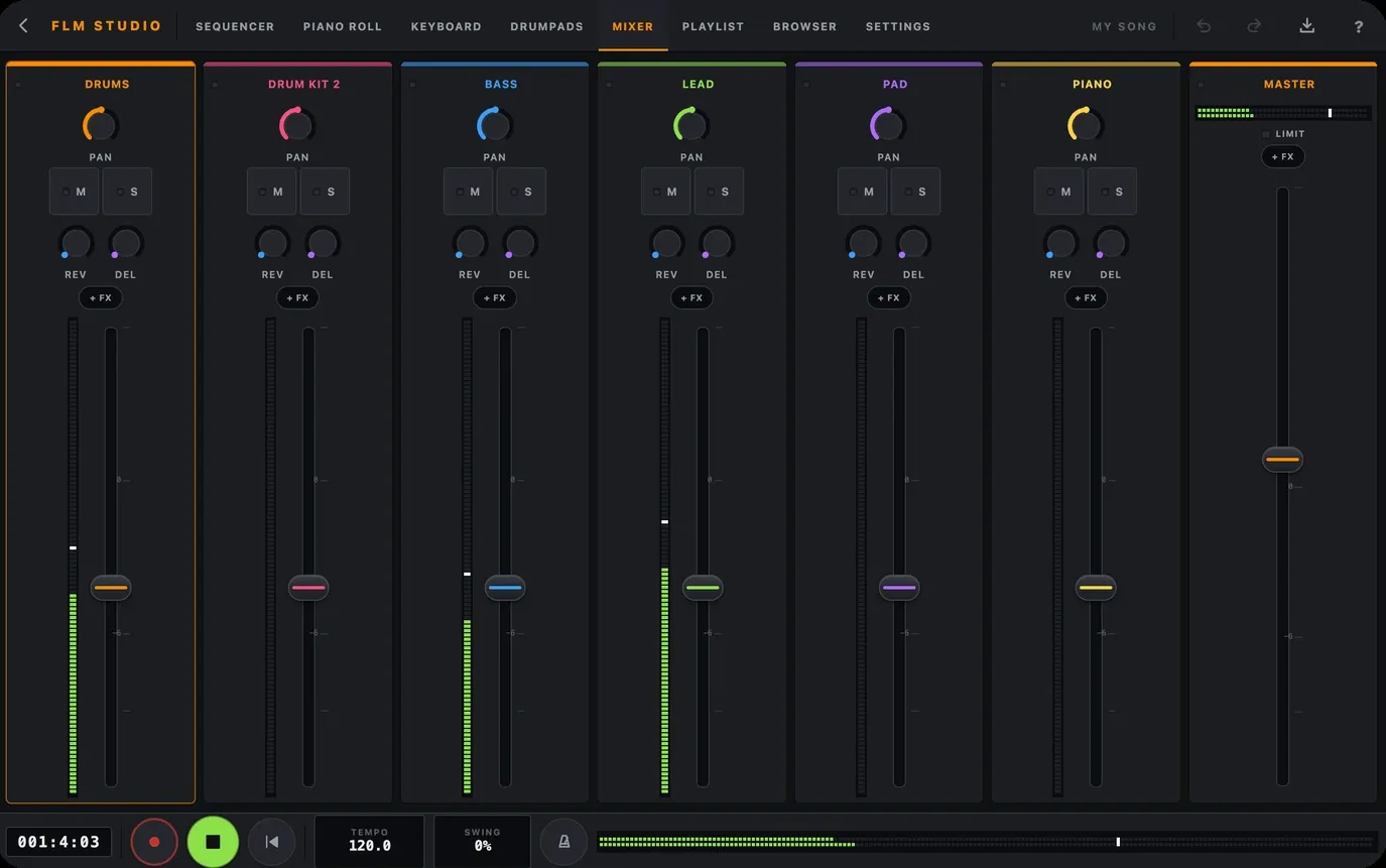 Seven-channel mixer